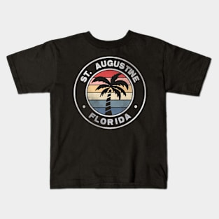 St. Augustine Florida Sunset Palm Trees Beach Retro Kids T-Shirt